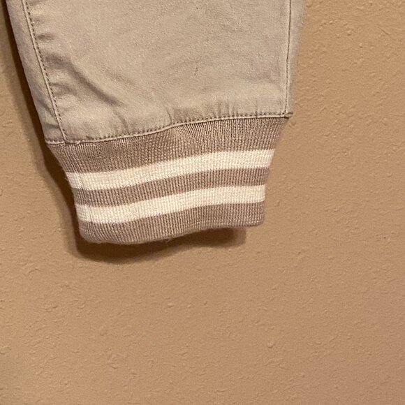 DG2 Diane Gilman Tan Denim Jeans Striped Elastic Ankle Cuffs Stretch Size (8T) - Picture 5 of 8